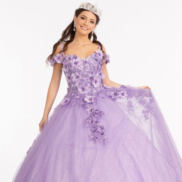 NEW LILAC MESH LONG OFF THE SHOULDER SLEEVELESS DRESS WITH LACED BACK GL1988